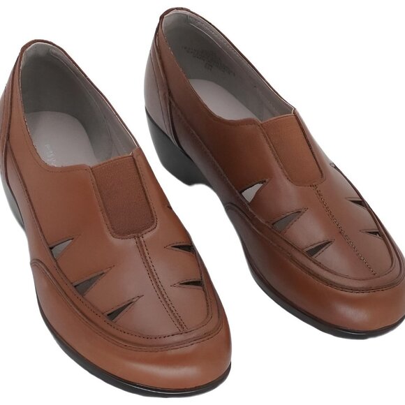 Easy Spirit Shoes - Easy Spirit Women's Daisie Cut Brown Leather Slip-Ons Women's US 7M